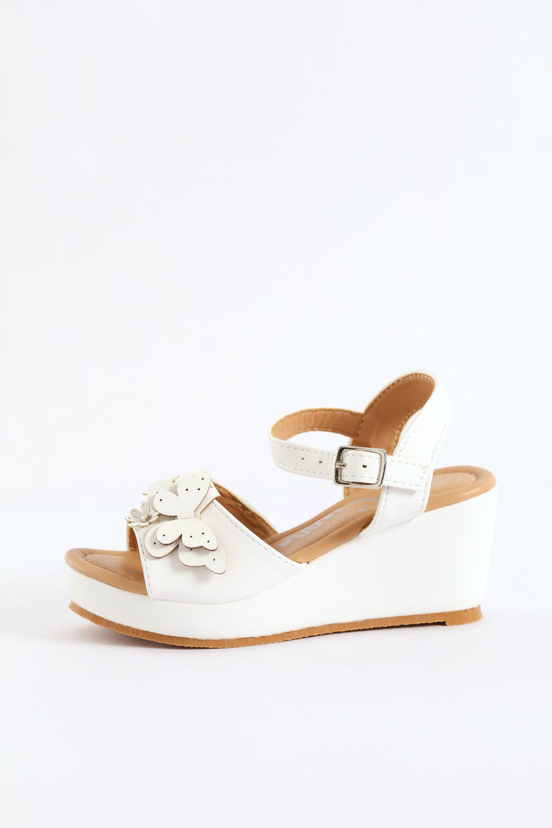 Girls Wedge Sandal - White