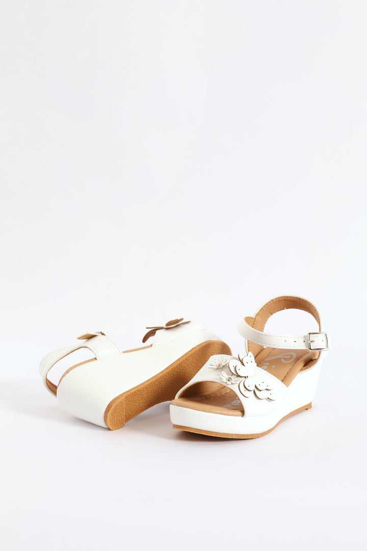 Girls Wedge Sandal - White