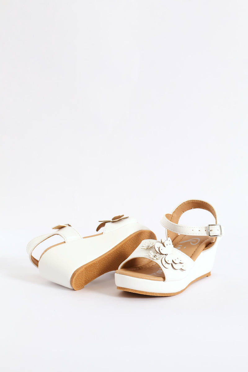 Girls Wedge Sandal - White