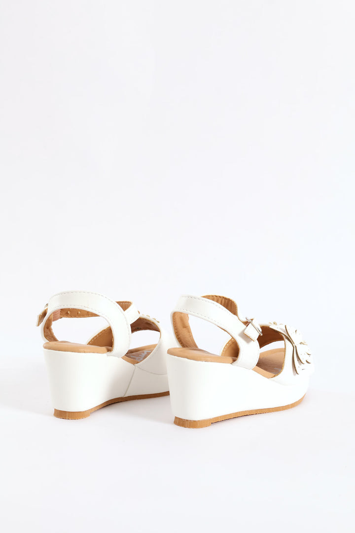 Girls Wedge Sandal - White