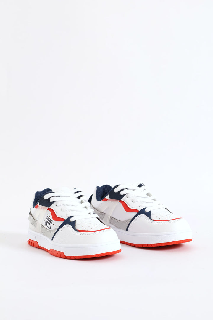 Boys Lilo Court Sneaker - White/Red