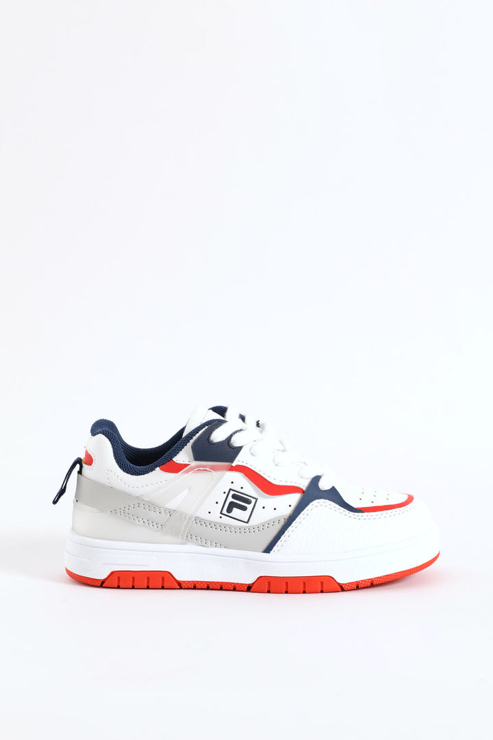 Boys Lilo Court Sneaker - White/Red