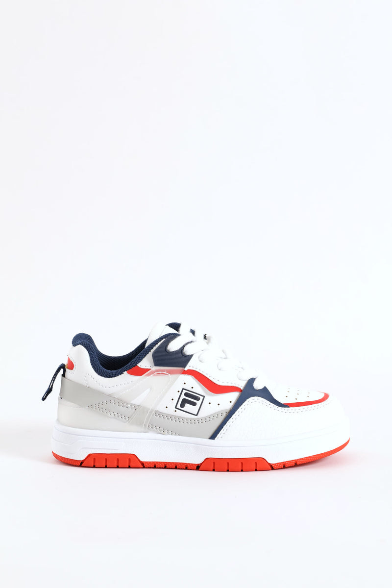 Boys Lilo Court Sneaker - White/Red