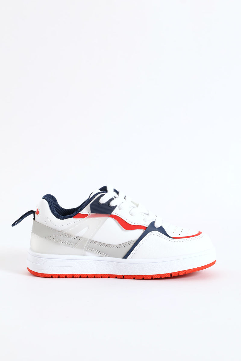 Boys Lilo Court Sneaker - White/Red