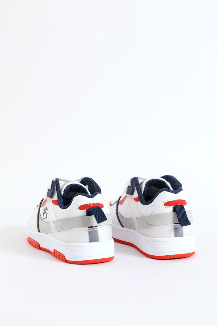 Boys Lilo Court Sneaker - White/Red