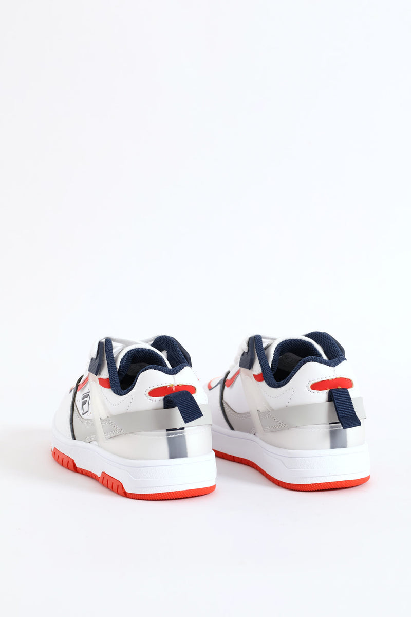 Boys Lilo Court Sneaker - White/Red