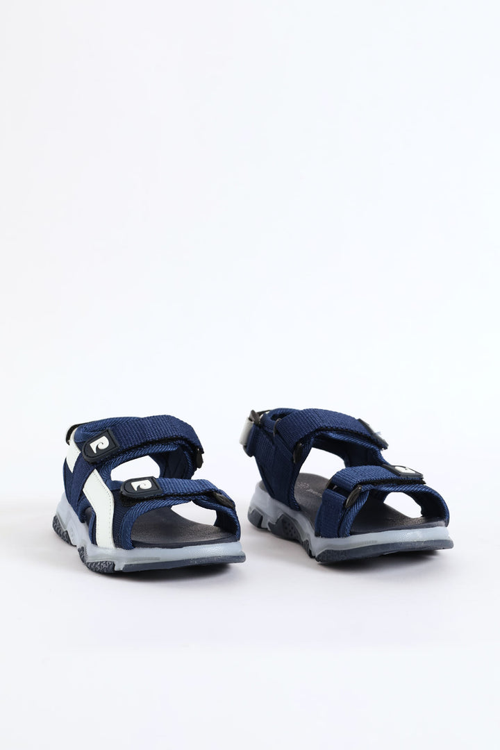 Boys Lightup Open Toe Adventure Sandal - Navy