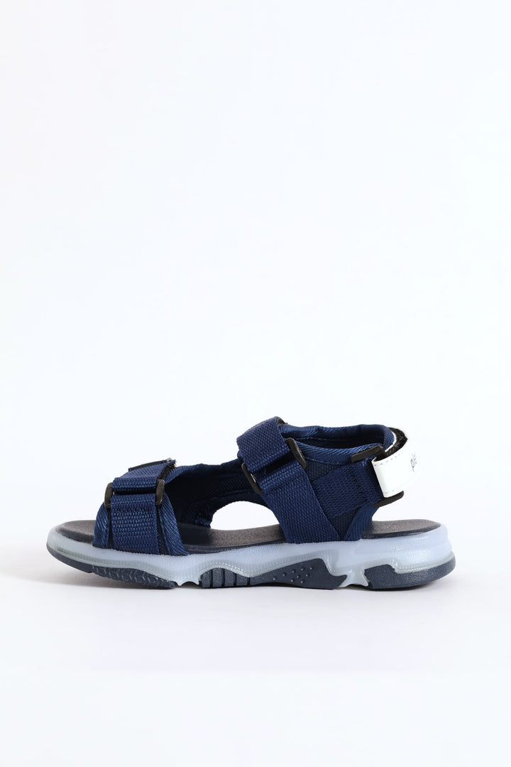 Boys Lightup Open Toe Adventure Sandal - Navy