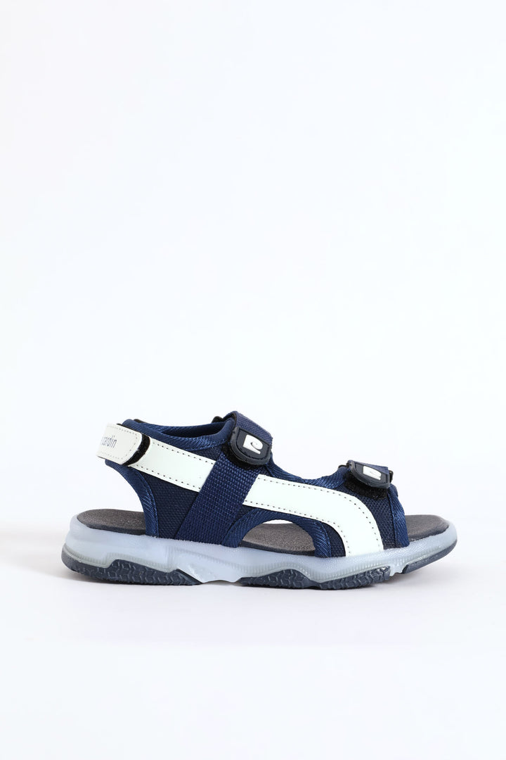 Boys Lightup Open Toe Adventure Sandal - Navy