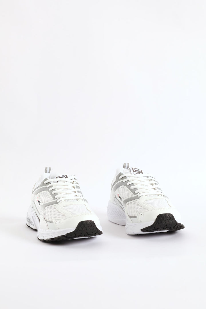 Panelled Lace Up Trainer - White