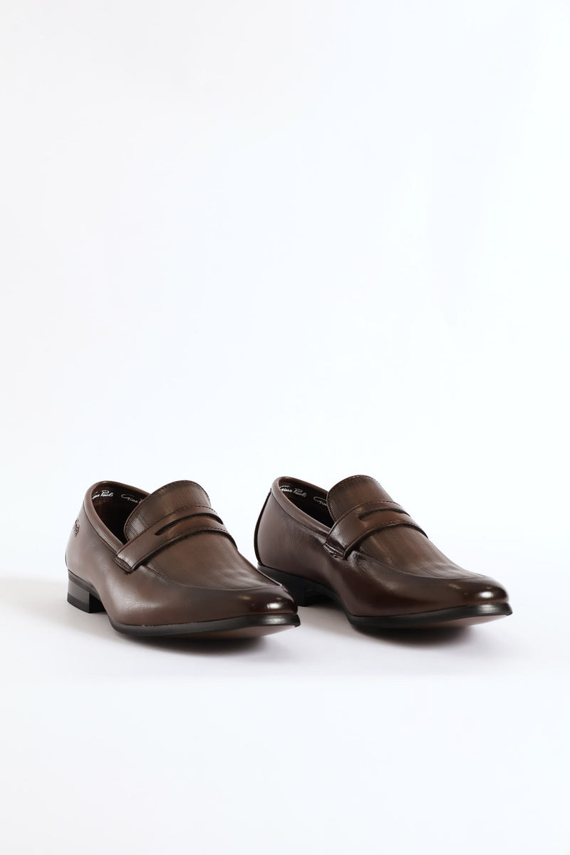 Laser Detail Vamp Penny Moccasin - Brown