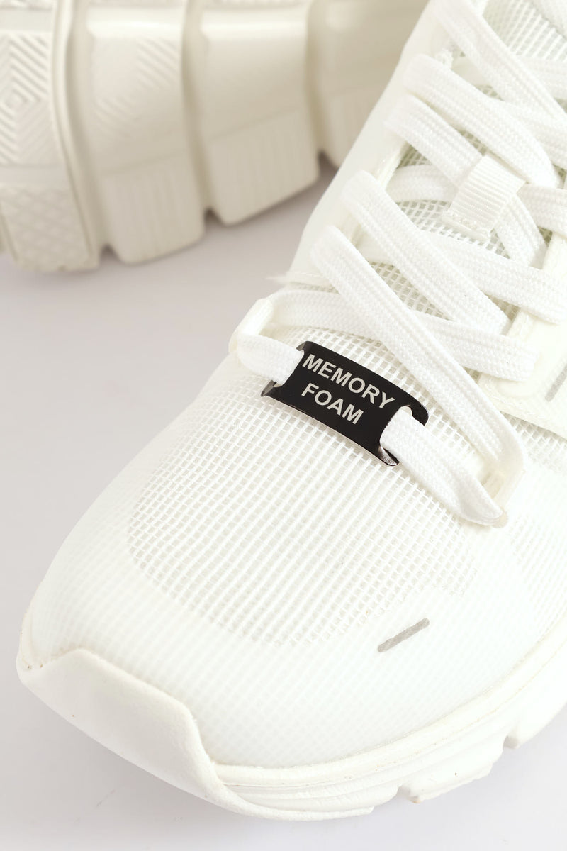 Mesh Lace Up Trainer - White