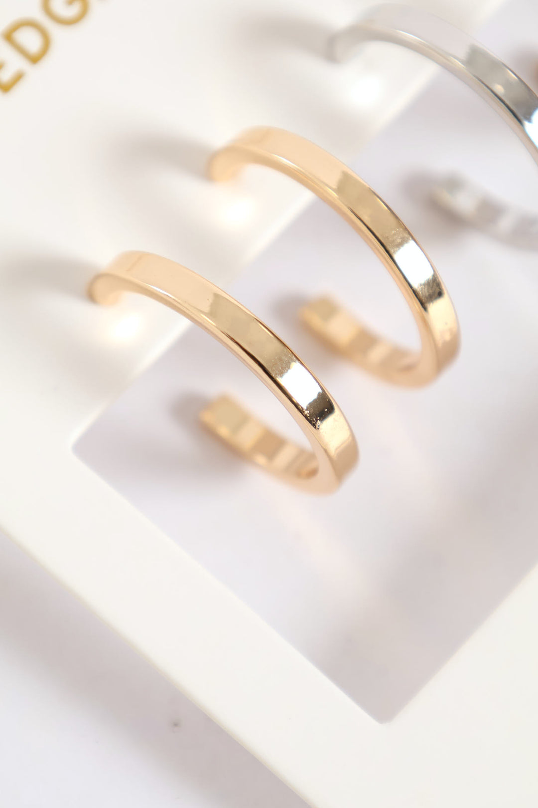 2 Pack Gold & Silver Hoop Earrings - Gold/Silver