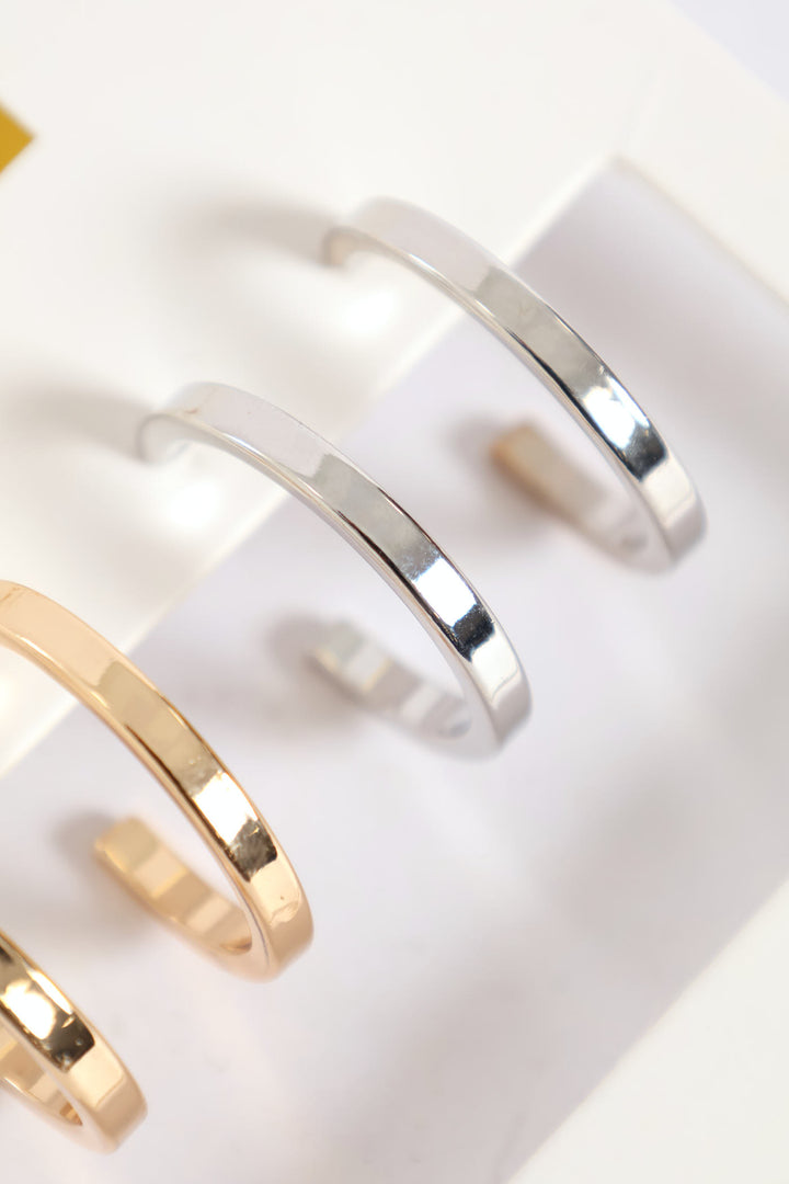 2 Pack Gold & Silver Hoop Earrings - Gold/Silver
