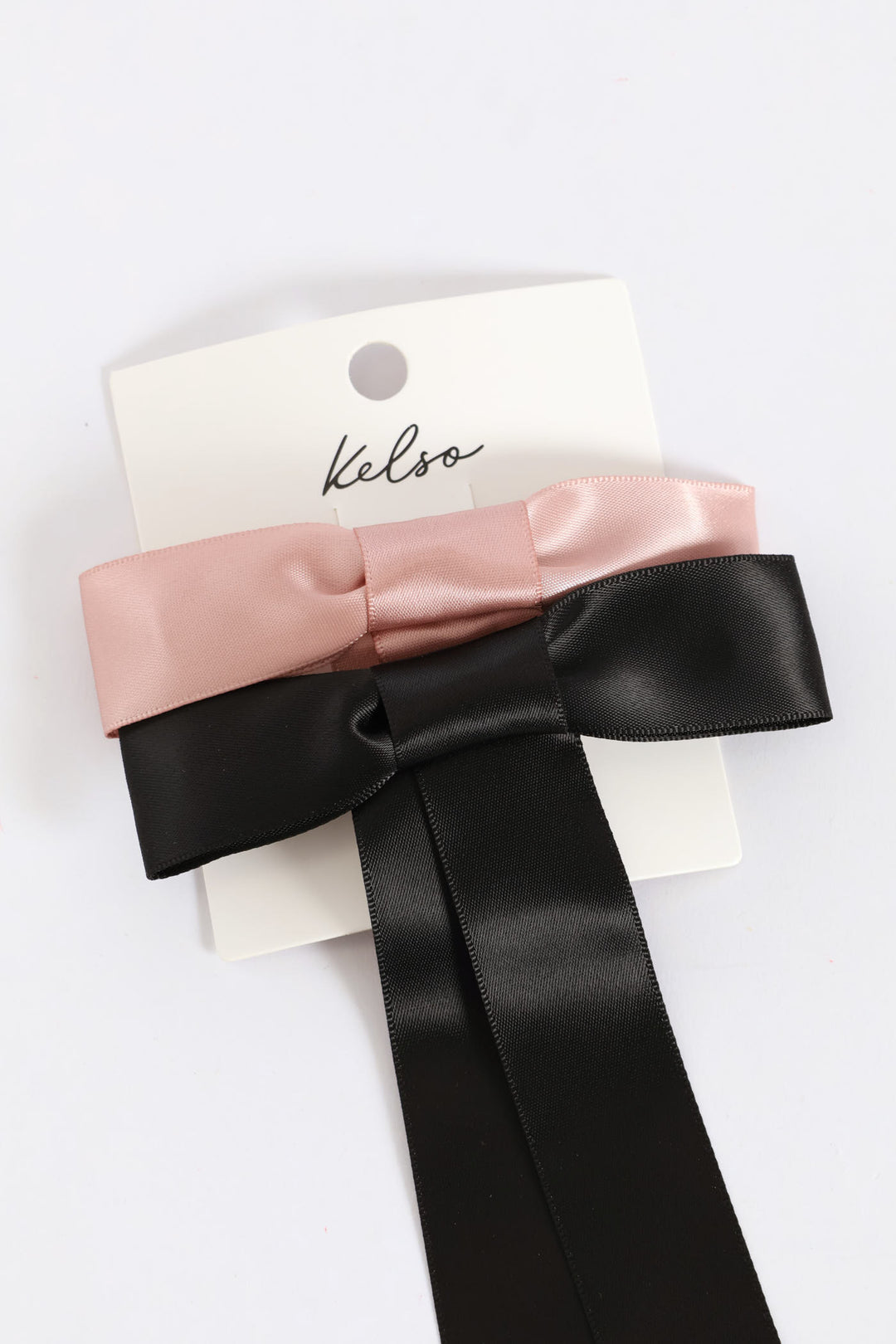 2 Pack Satin Bow - Blush/Black