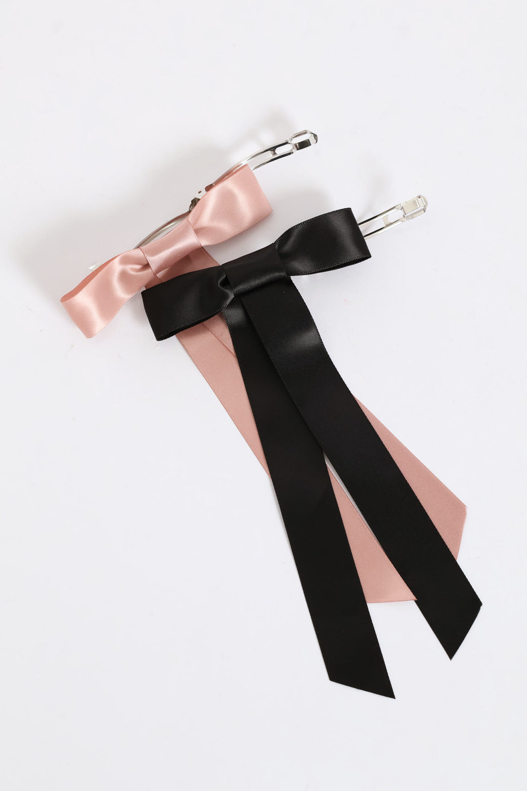 2 Pack Satin Bow - Blush/Black