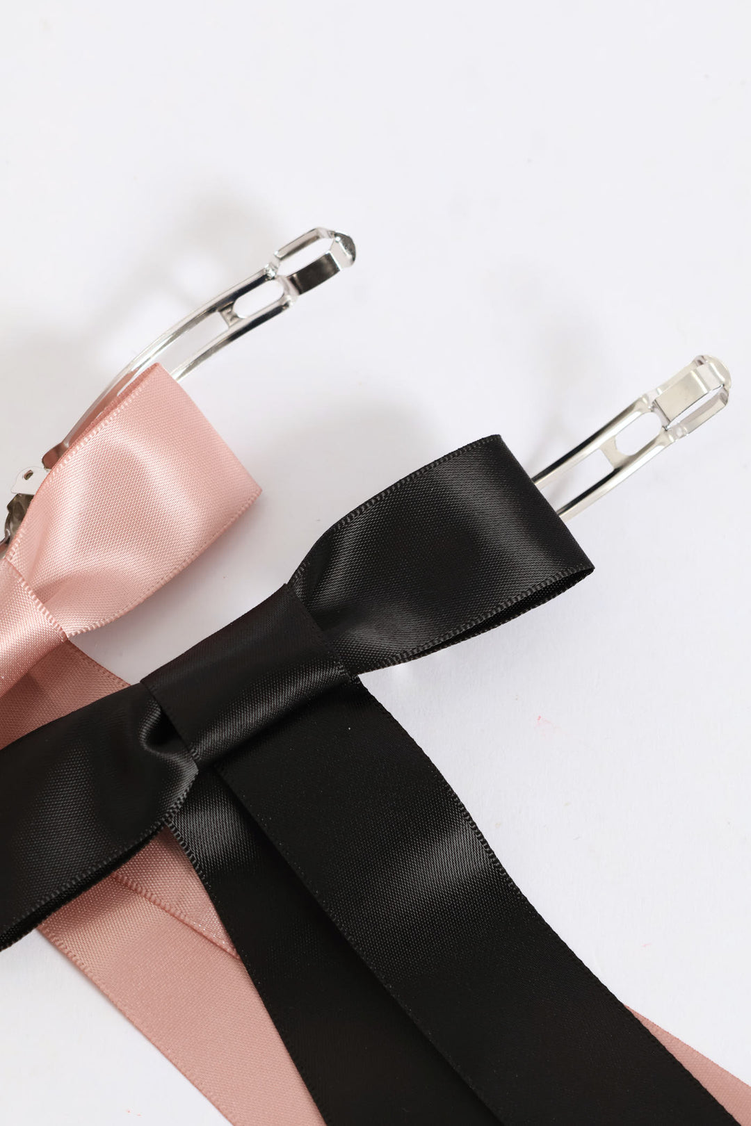 2 Pack Satin Bow - Blush/Black