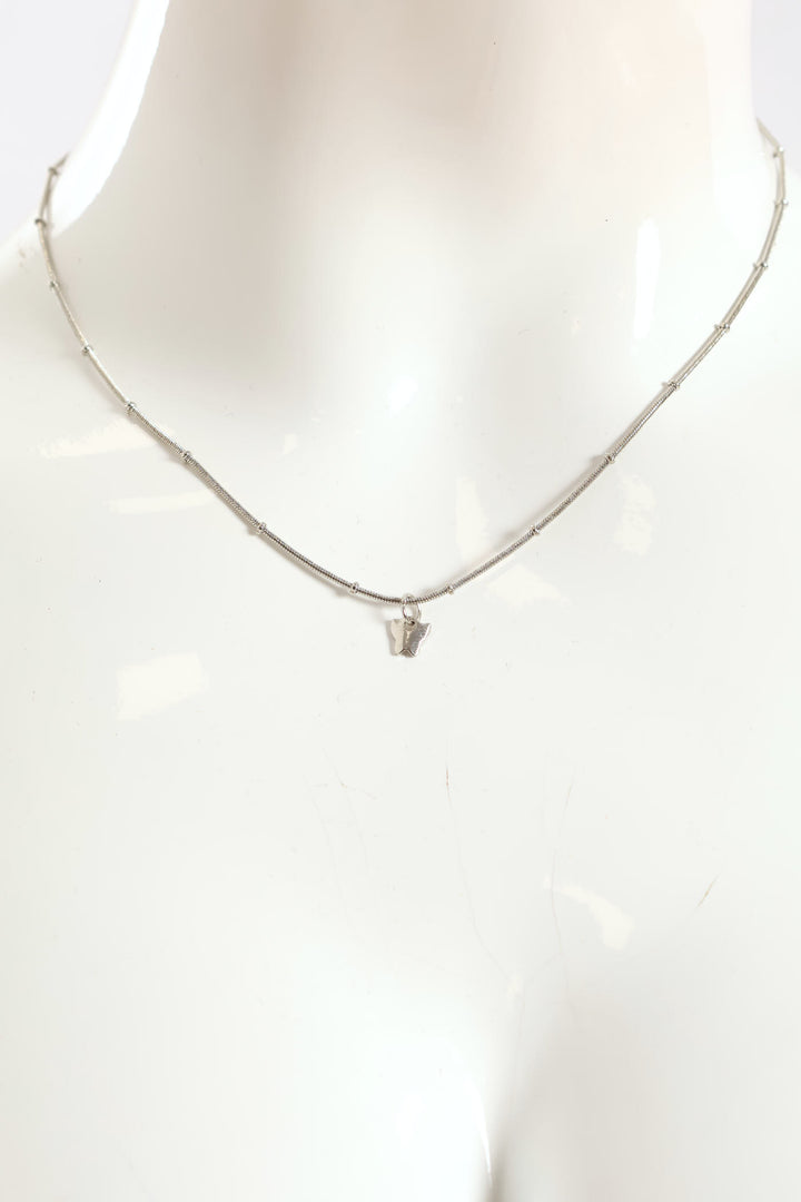 Butterfly Pendant Necklace - Silver