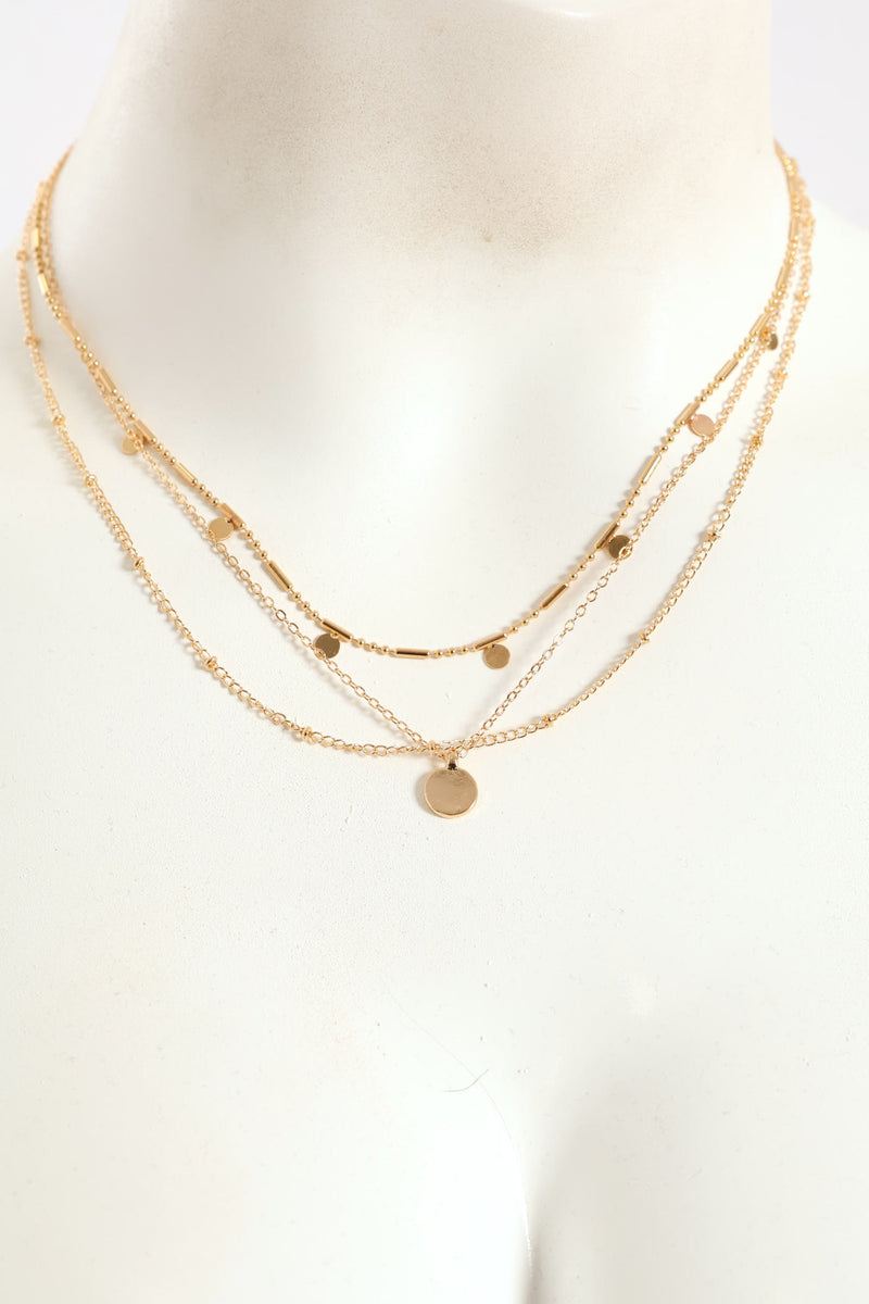 3 Layer Small Disc Necklace - Gold