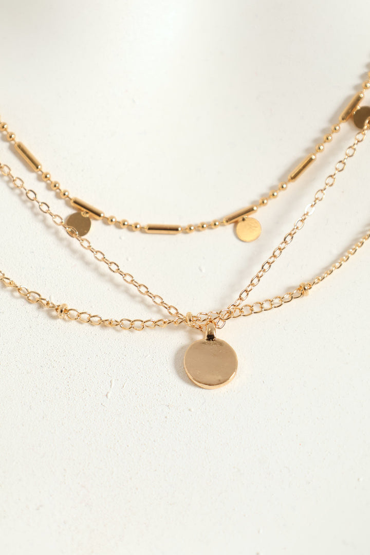 3 Layer Small Disc Necklace - Gold
