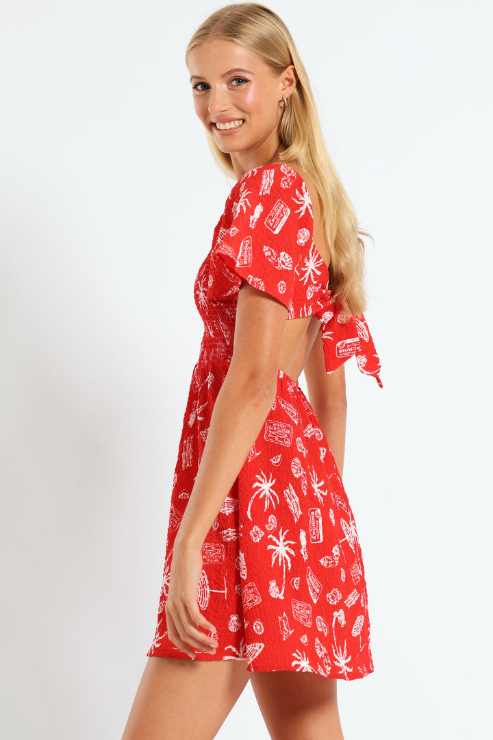 Smock Mini Dress - Red