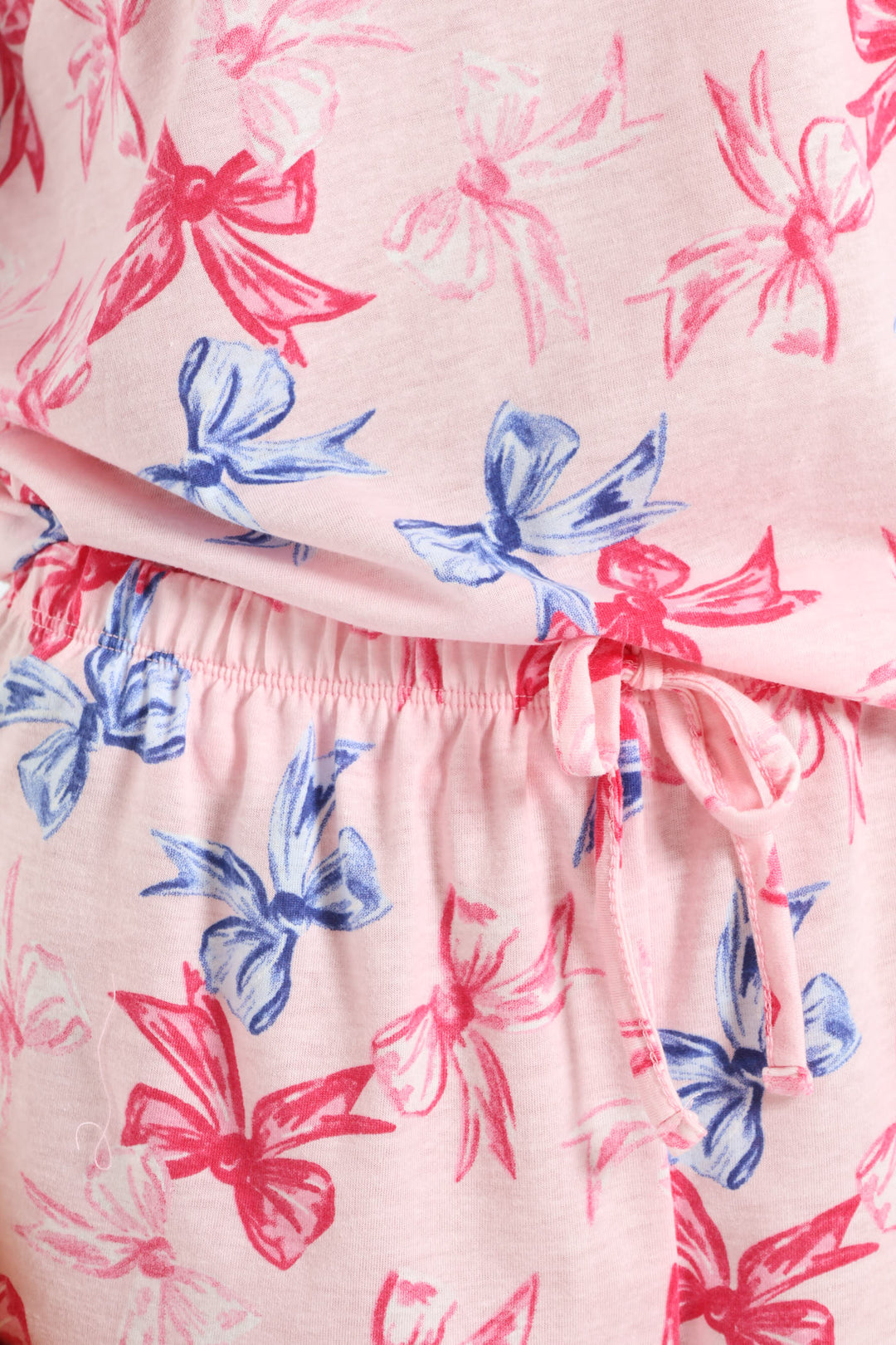 Bows Tee & Knit Short Set - Pink
