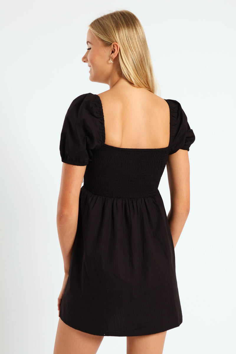 Contrast Bow Mini Dress - Black/White