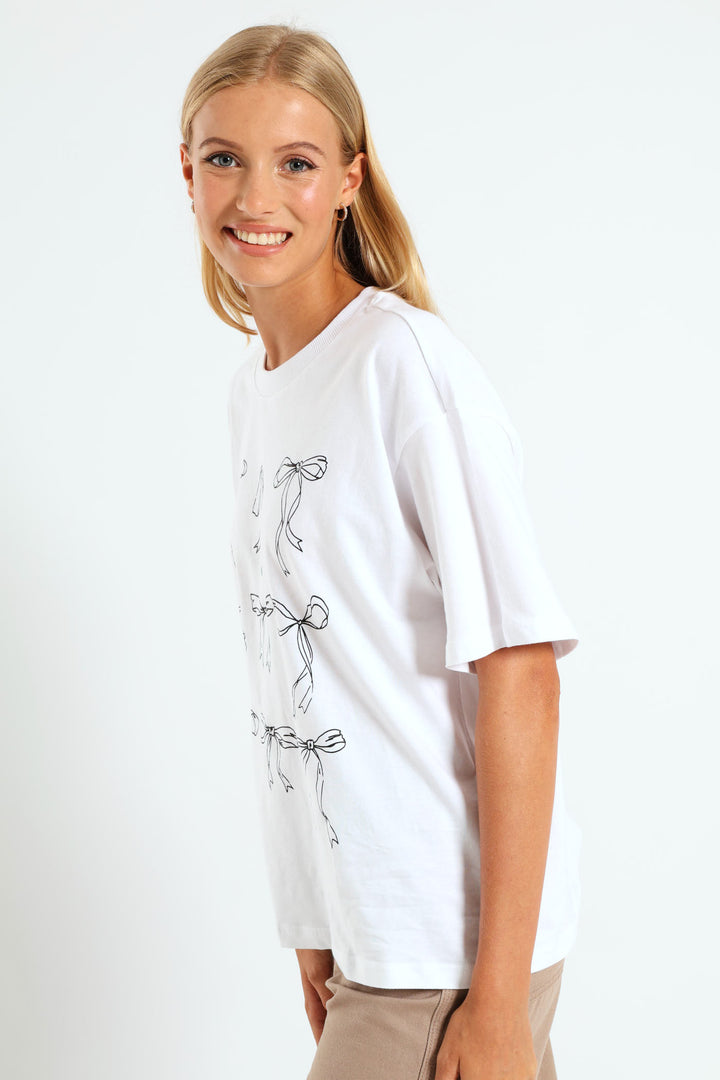 Oversized Printed Tee - White