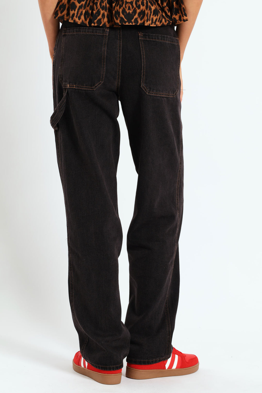 Contrast Stitch Carpenter Jean - Black