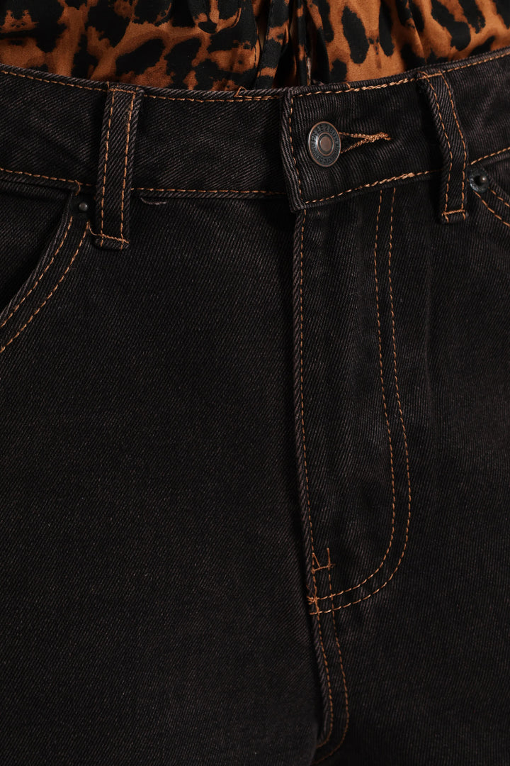 Contrast Stitch Carpenter Jean - Black