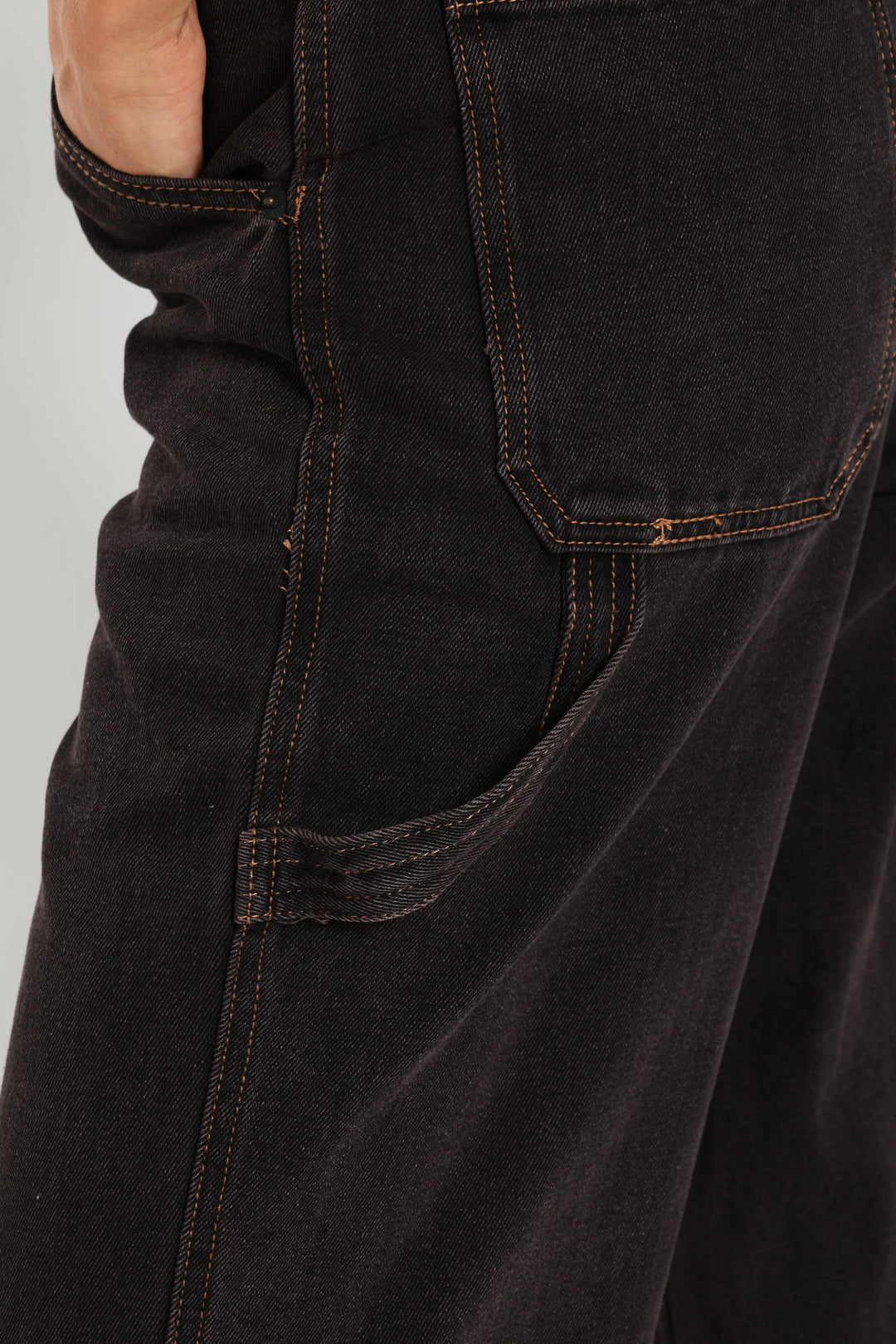 Contrast Stitch Carpenter Jean - Black
