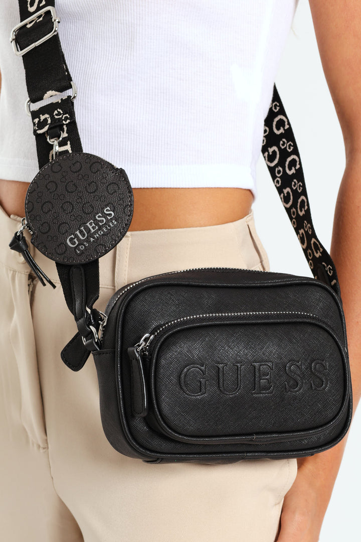 Lya Mini Double Zip Crossbody Bag - Black