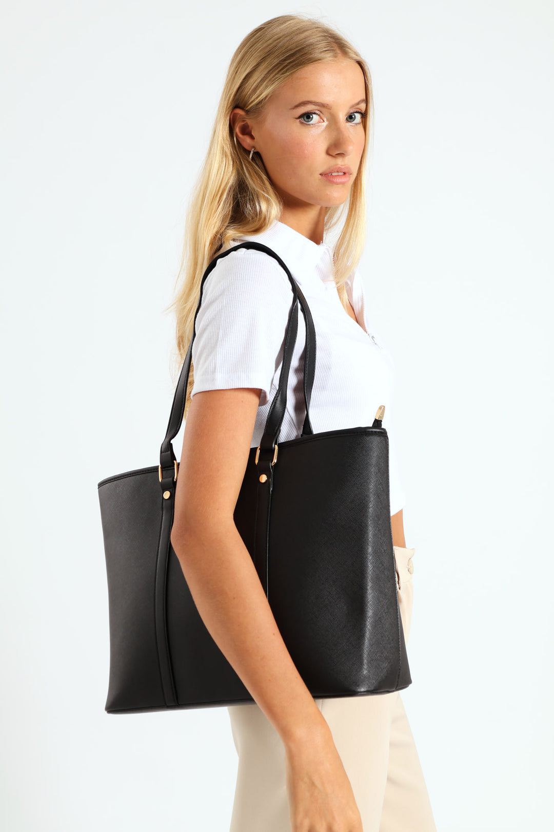 Strap Detail Shopper - Black