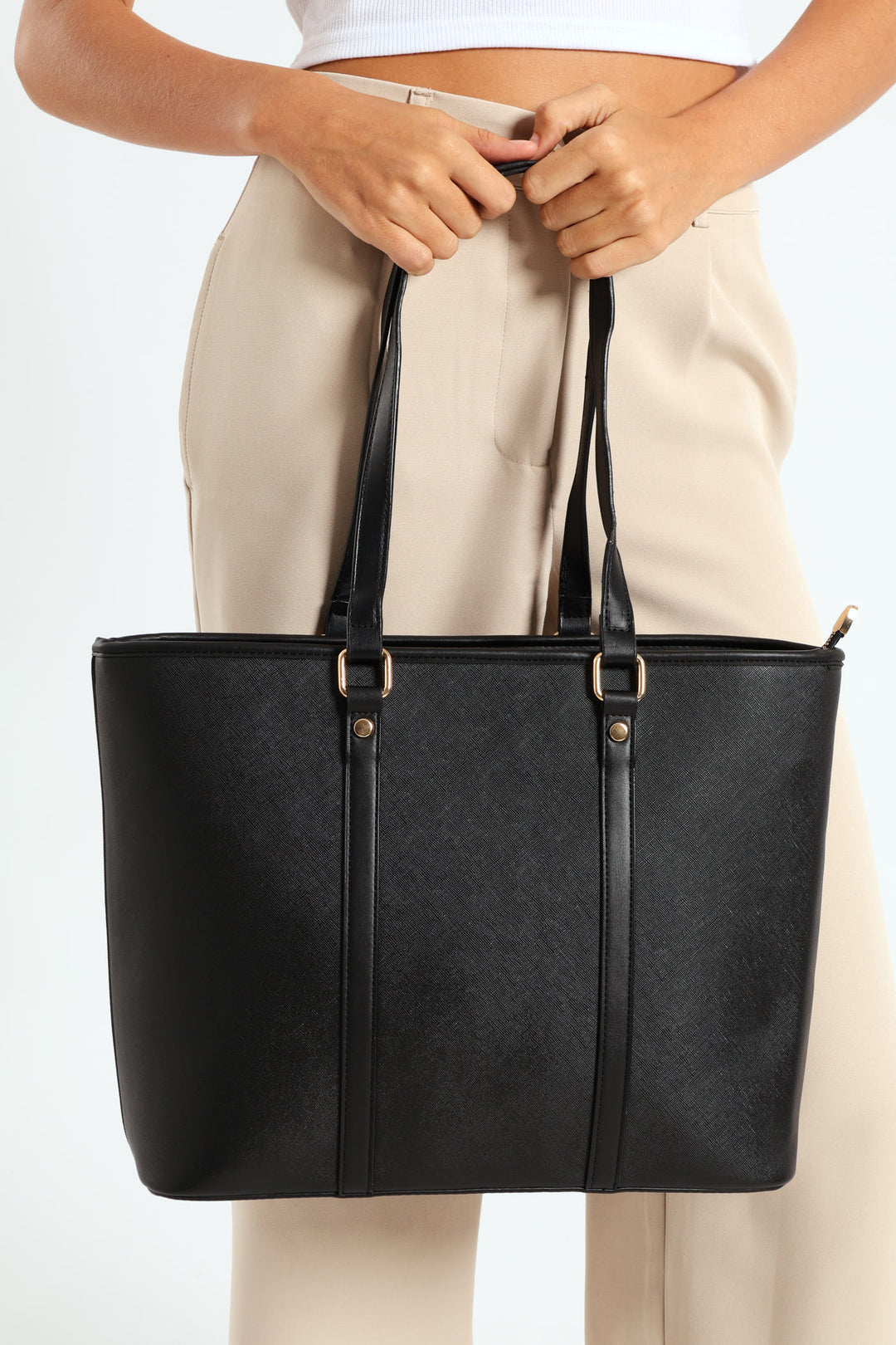 Strap Detail Shopper - Black