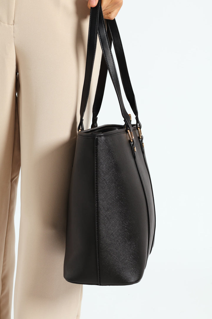 Strap Detail Shopper - Black