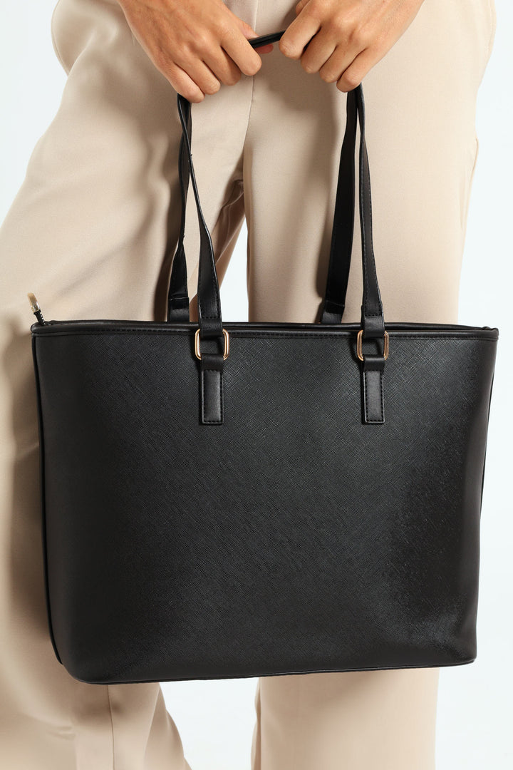 Strap Detail Shopper - Black