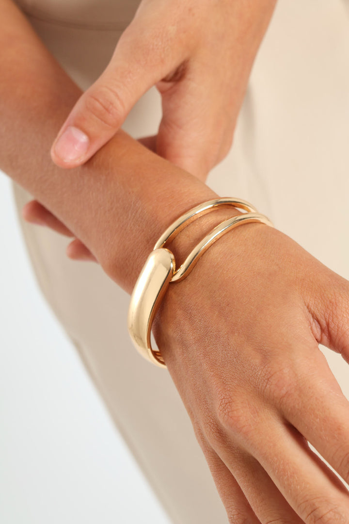 Cutout Rounded Cuff Bangle - Gold