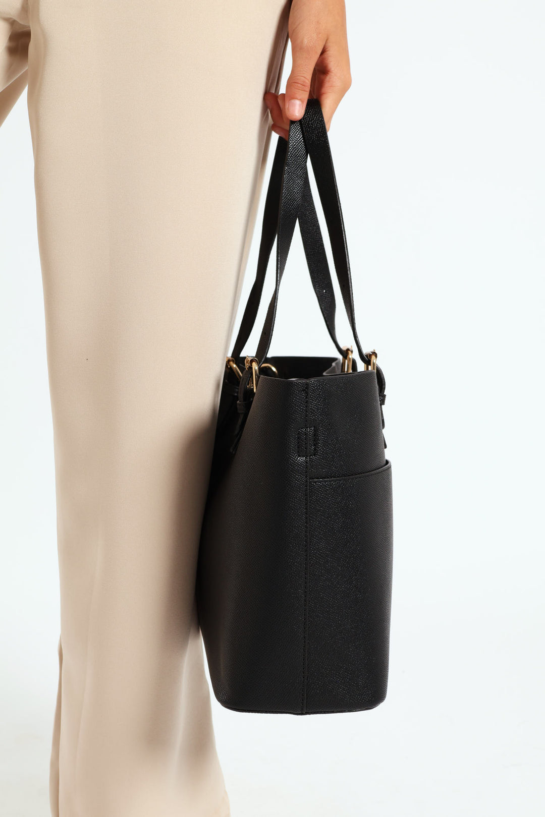 Front Pocket Detail Tote Bag - Black
