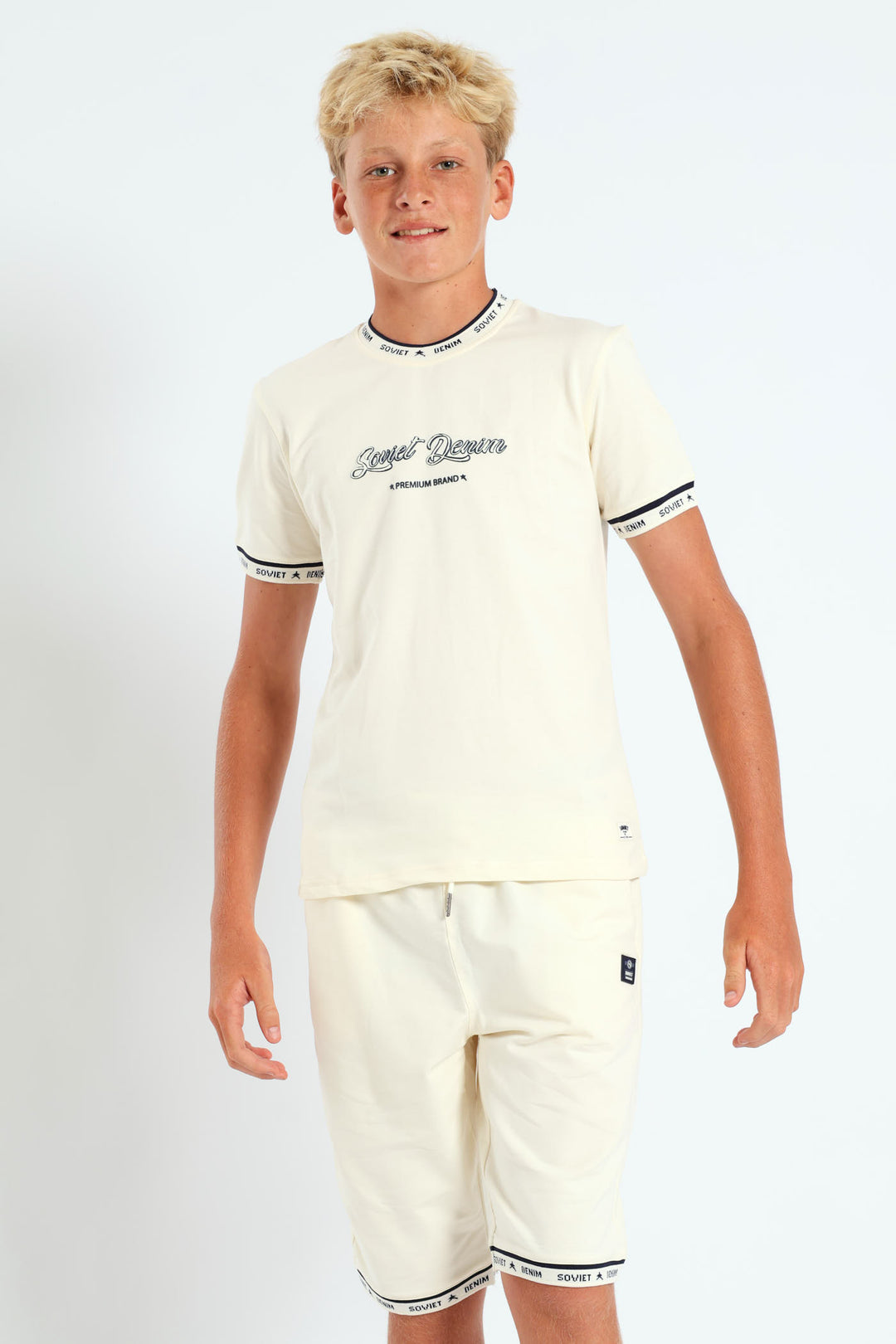 Boys Glide Crew Neck Tee - Cream