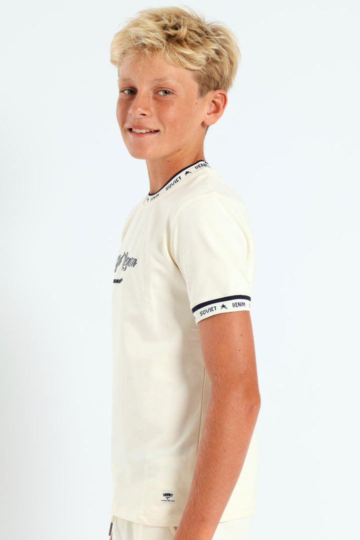 Boys Glide Crew Neck Tee - Cream
