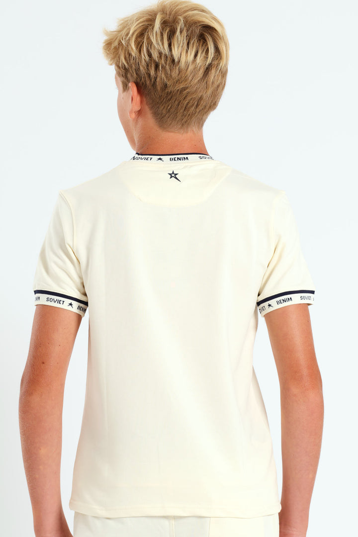 Boys Glide Crew Neck Tee - Cream