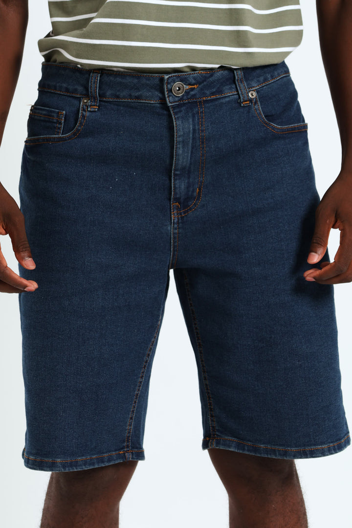 Camel Tint Denim Short - Dark Wash