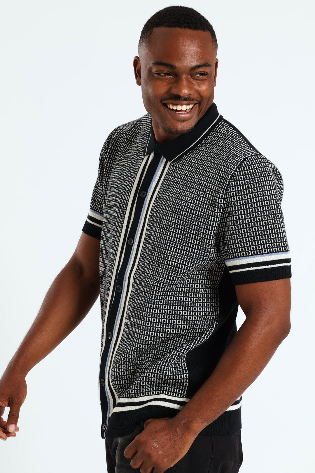 Tipped Button Through Cardigan - Dark Navy