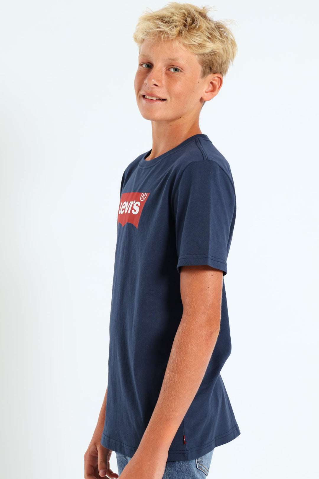 Boys Core Bat Logo Print Tee - Navy
