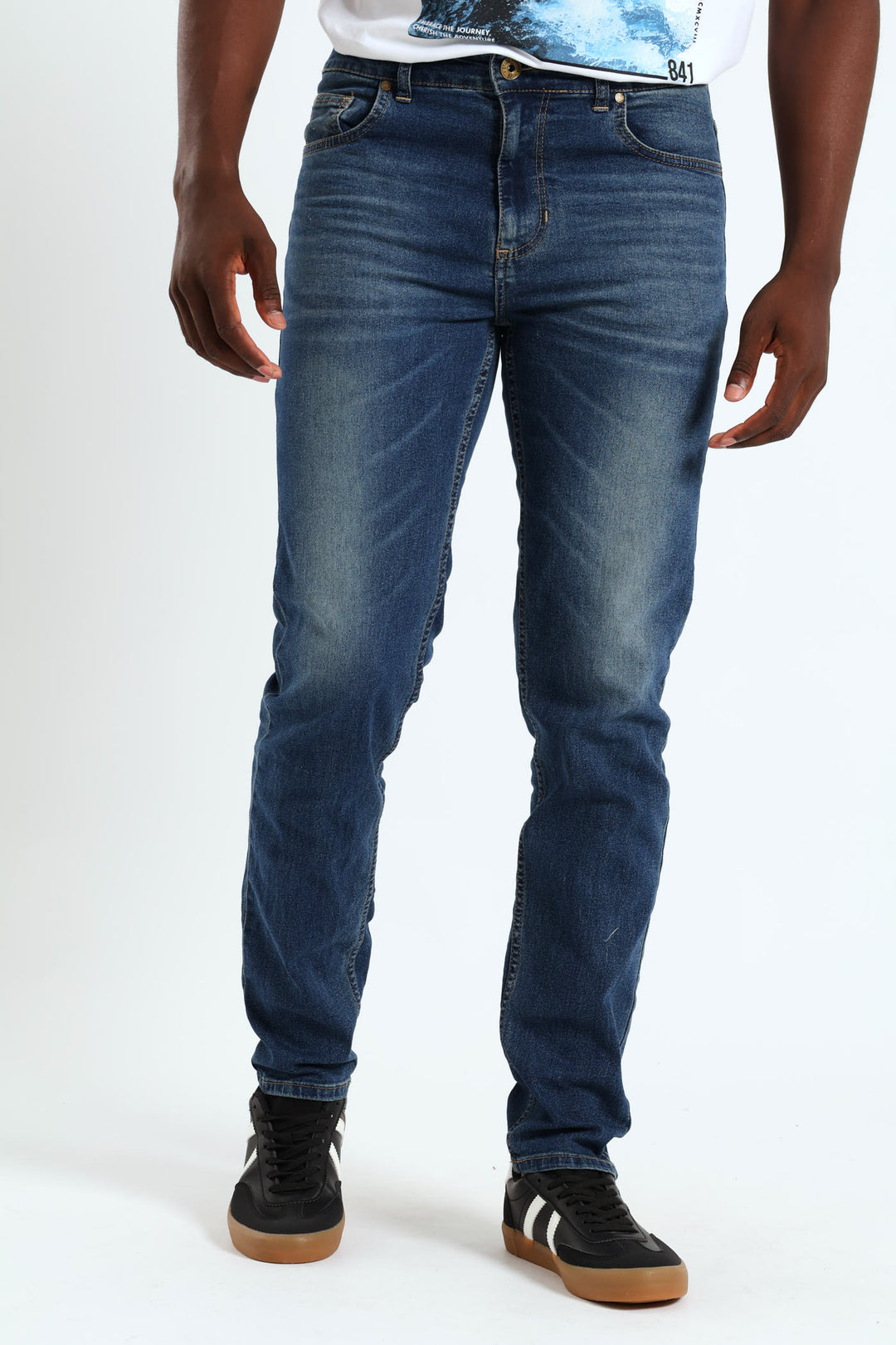 Mid Tint Creased Skinny Jean - Denim