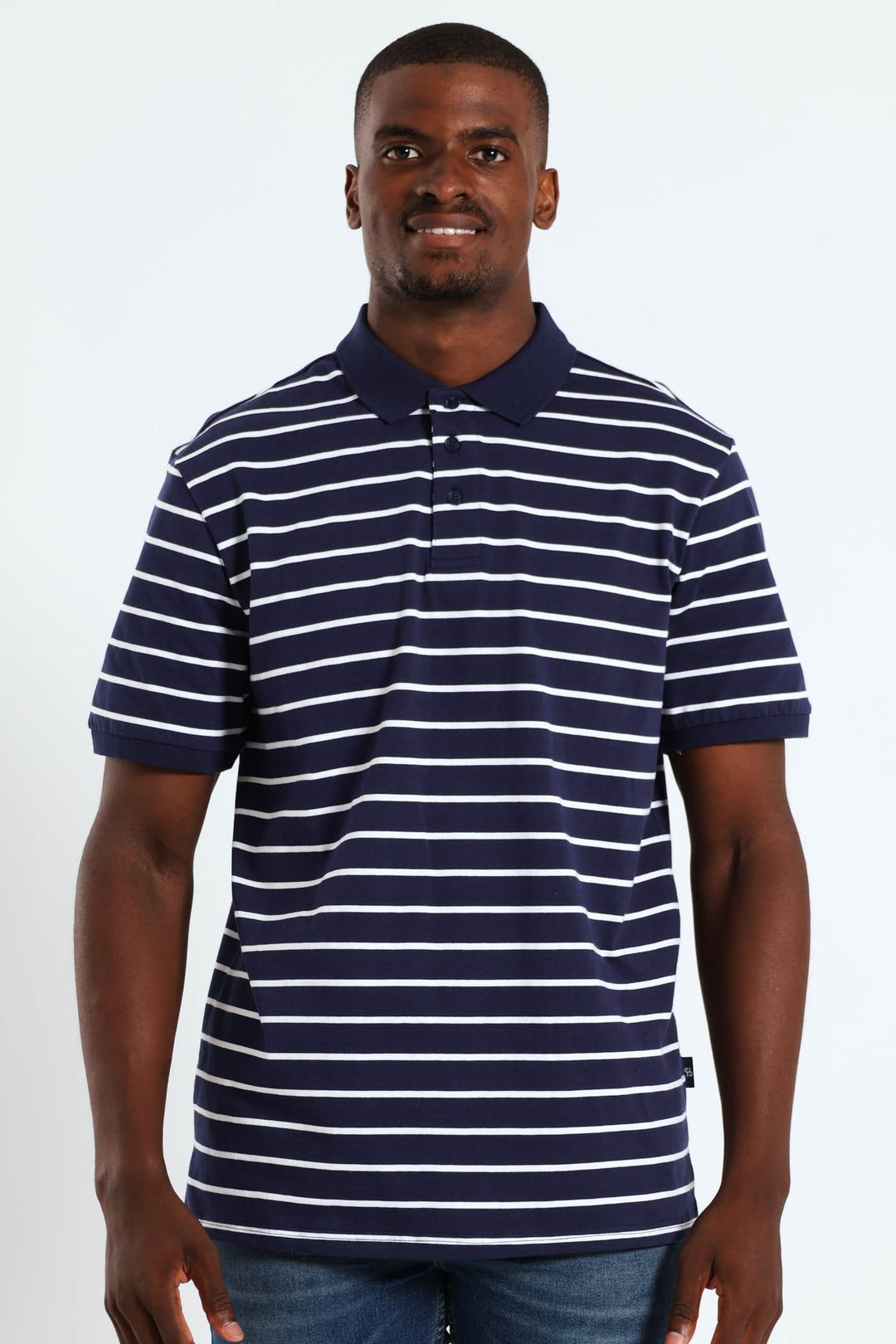 Stripe Golfer - Navy/White