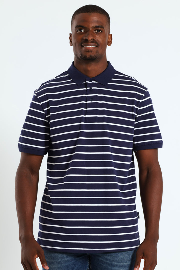 Stripe Golfer - Navy/White