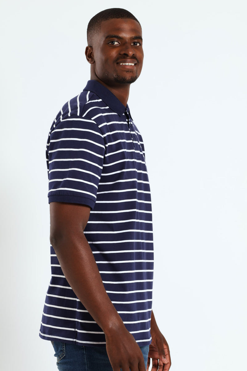 Stripe Golfer - Navy/White