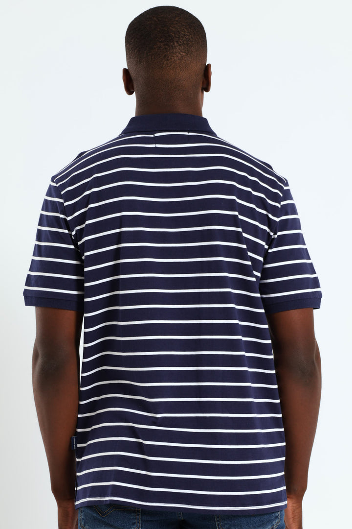 Stripe Golfer - Navy/White