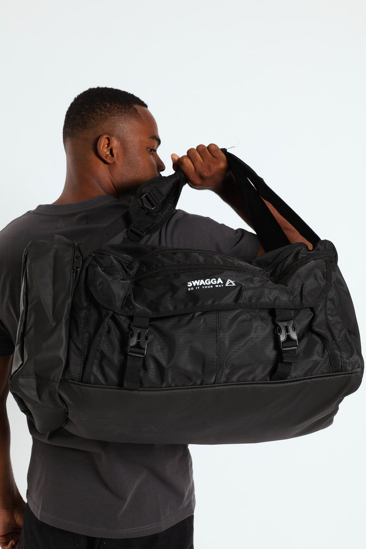 Textured Duffel Bag - Black